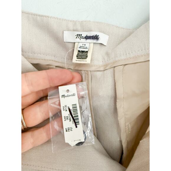 Madewell | NWT The Harlow Wide-Leg Trouser Brushed Twill pebble stone | Sz 14 - Picture 6 of 10